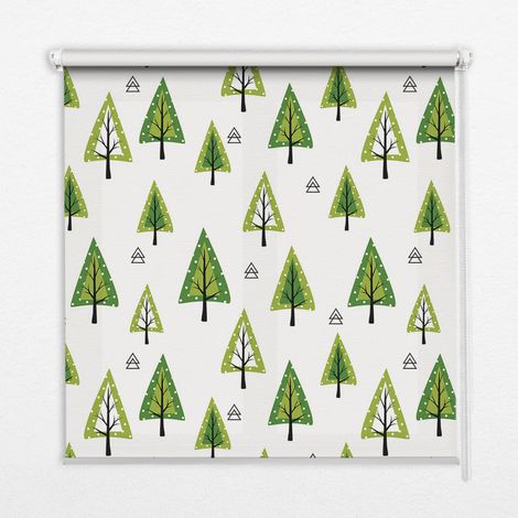 Innenrollo Fensterrollo - Rollo ohne Bohren - Sichtschutzrollo - Lichtdurchlässiges Rollo - Rechteckiges - Rollo - (100 cm x 140 cm) - Gezeichneter Wald