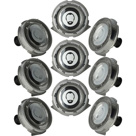 vhbw 9x Ersatz-Scherköpfe kompatibel mit Philips RQ1131, RQ1150, RQ1150X, RQ1141, RQ1145, CCRQ1185, RQ1151 Elektrorasierer, Silber