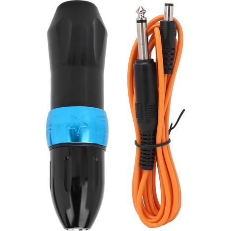 Machine à tatouer à stylo long en alliage d'aluminium électroplaqué avec interface CC et moteur WS0265-03 bleu-noir (1/5)