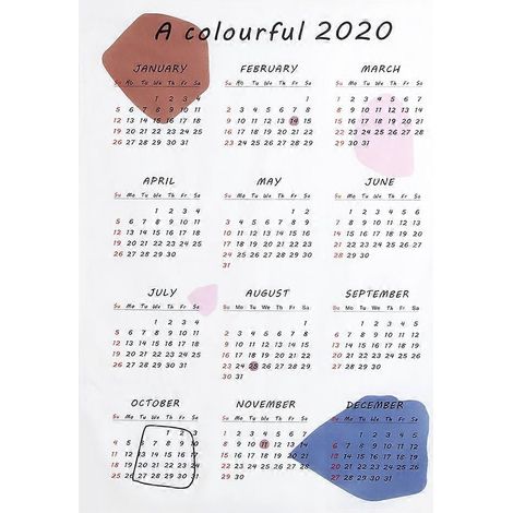 Calendrier mural 2020 tissu déco salon bureau école fourniture fond mural maison (1/5)
