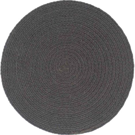 Lot de 6 napperons de table ronds tissés à la main 100 % coton gris foncé 38 cm (1/4)