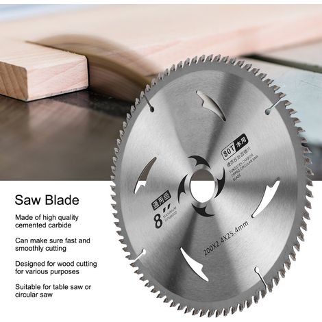 Lame de scie circulaire en carbure de 8 pouces pour le travail du bois, 80 dents (1/5)
