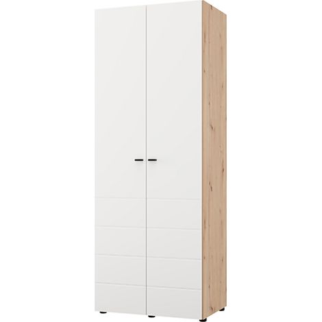 Guardaroba 2 Ante Pomar, Armadio Camera da Letto Appendiabiti, un Ripiano, 2 Ante, 79x208h cm Bianco Opaco