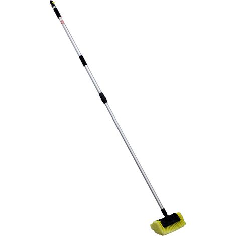 Gt Market – Brosse de nettoyage télescopique 2.50m – Manche en aluminium léger – Raccord rapide pour tuyau – Poils doux pour surfaces sensibles