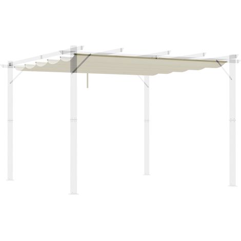 Toile de toit rétractable 2,5 x 2,55 m pour pergola 3x3 – Toile de remplacement avec 10 trous de drainage – Crème