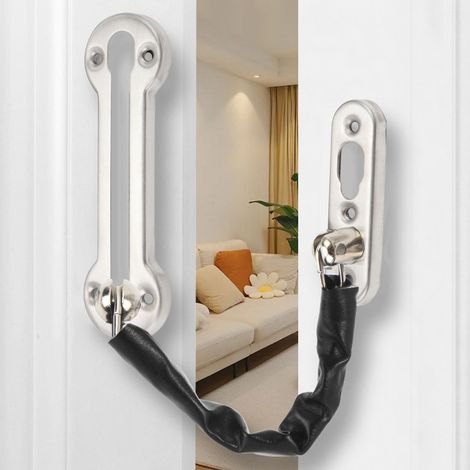 Chaîne antivol épaisse en acier inoxydable pour portes de chambres d'hôtel et de maisons d'hôtes, verrous de porte et serrures de sécurité chaîne de sécurité renforcée en acier inoxydable. (1/5)