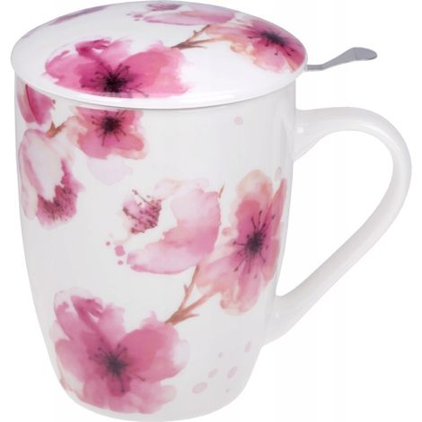 Taza Blossom con infusor, porcelana, New Bone, 350 ml, modelo 3, flores de cerezo (1/2)