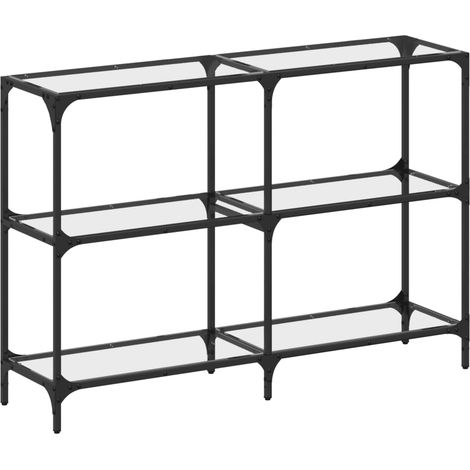 Meuble console d'entrée moderne table d'appoint avec étagères 118,5 x 30 x 81 cm verre transparent et acier DEC031347