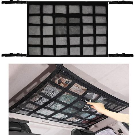 Net of storage for roof of car Polyester black 90 x 65 cm 9 strap of resistant Compatible cars and vans (1/5)