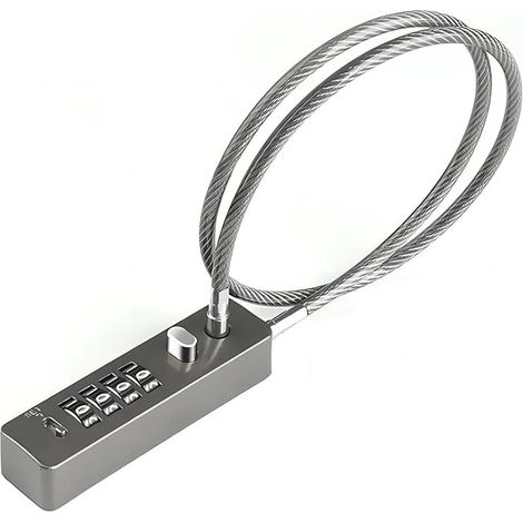 Câble antivol à combinaison, câble en acier de 60 cm (23-3/5 pouces), cadenas à combinaison à 4 chiffres avec code réinitialisable pour vélos, casiers, classeurs, armoires, petites clôtures (gris anth (1/5)