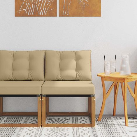 Outdoor Mittelsofa Massivholz Akazie und Textilene Stoff Natur (1/5)