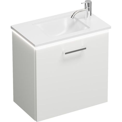Burg Eqio Mineralguss-WT+WT-Unterschrank Weiß Hochglanz/Alpinweiß GRP95