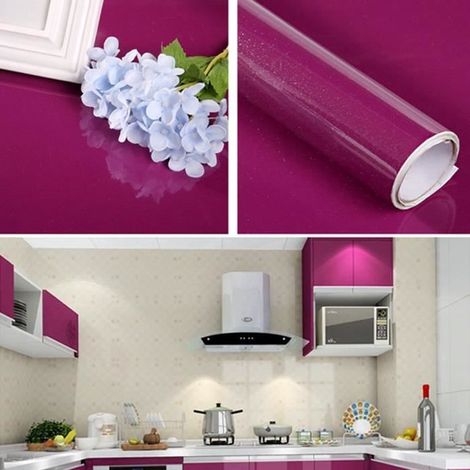 5M Autocollant Sticker mural cuisine, Deco murale stickers cuisine, Stickers porte armoire, Stickers meuble de cuisine [Violet] (1/3)