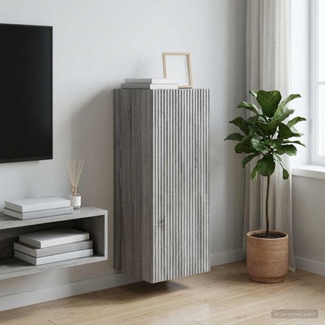 vidaXL Mobiletto a muro Sonoma grigio 33 x 34,5 x 90 cm