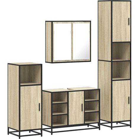 Maison Exclusive - 4-tlg. Badmöbel-Set Sonoma-Eiche Holzwerkstoff