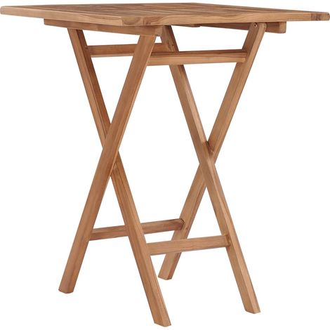 Table d'extérieur pliable Table de salon de jardin - 60x60x75 cm Bois de teck solide BV350344 - BonneVie (1/5)