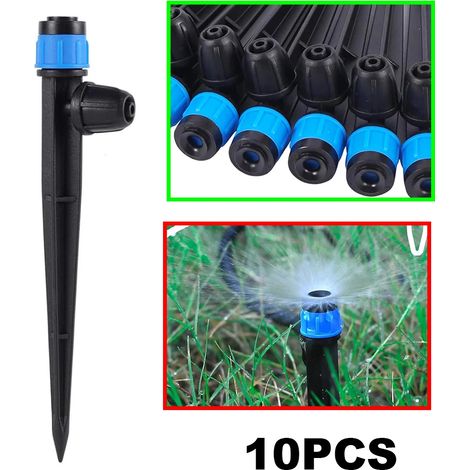 (10 pièces BL dan) Arroseur à piquet réglable avec micro-buse de pulvérisation à 360° pour l'irrigation goutte à goutte, idéal pour l'agriculture, le jardinage et l'arrosage des légumes. (1/5)