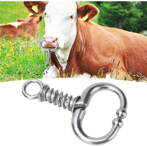 Anneau Nasal pour Bovins en Acier Inoxydable avec Ressort - Pince Nasale pour Taureau et Vache de Ferme