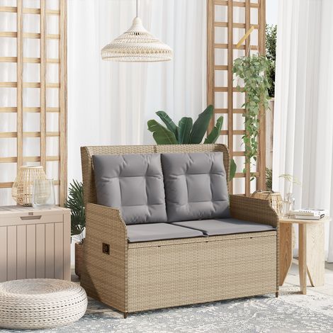 Maison Exclusive - Gartenbank Beige Poly-Rattan (1/5)