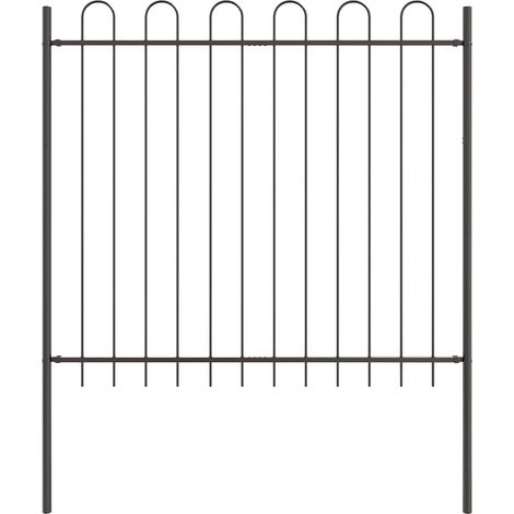 Clôture de jardin, Barrière de jardin avec sommet en arc Gris 1,7x1,5 m Acier CFW37871 (1/5)