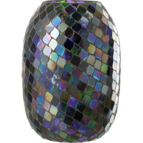 Photophore Mosaïque en Verre "Carmen" 25cm Mauve (1/5)