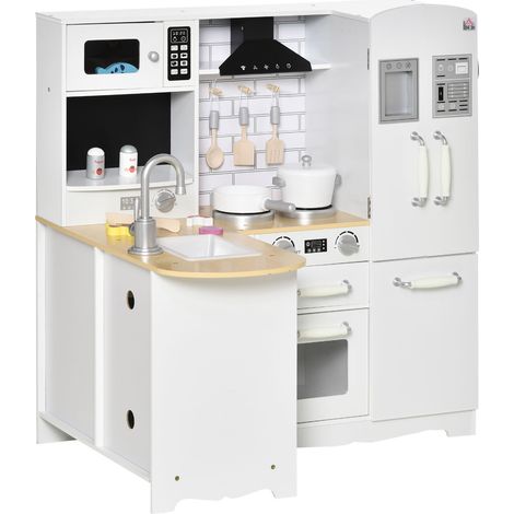 Giocattolo in legno Cucina per bambini con 14 accessori, forno e lavandino, 82x65x87 cm