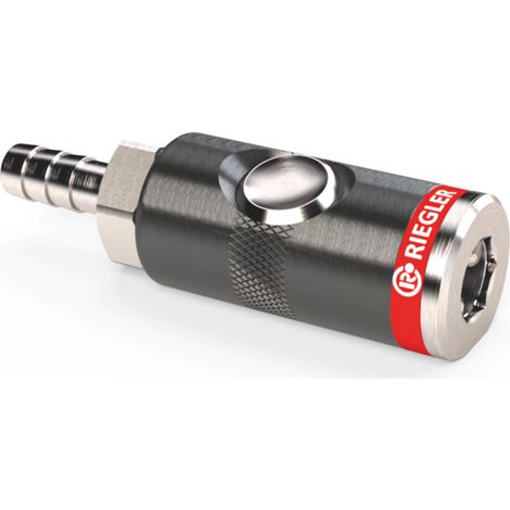 RIEGLER Raccord de sécurité avec raccord de tuyau, aluminium,-⌀ int raccord de tuyau: 9 mm
