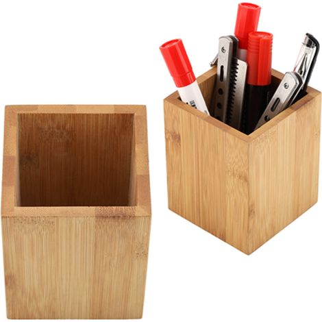 Porte-stylo en bambou pour bureau, rangement organisé de fournitures de bureau et scolaire