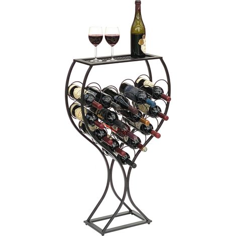 DanDiBo Casier à vin Verre à vin Design métal noir Casier à bouteilles debout 100 cm 96211 pour 15 bouteilles Fer forgé (1/5)