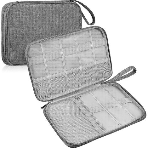 2 Pochettes de Rangement pour Câble de Données en Polyester pour Voyage Lot de 2, Grosse Capacité Légère, Protection pour Produits Électroniques, Se Glisse Paquet à Dos ou Valise (1/5)