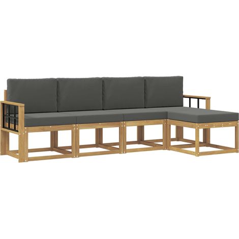 Conjunto de sofás de exterior 5 uds. Blanco y Antracita vidaXL (1/5)