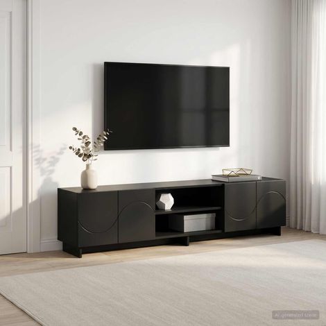 vidaXL Meuble TV 180 x 34,5 x 40 cm Noir Bois d'ingénierie (1/5)
