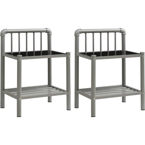 Maison Exclusive - Nachttische 2 Stk. Grau und Schwarz Metall und (1/5)