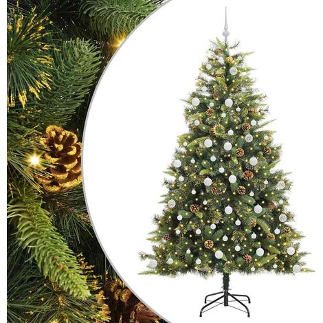 Künstlicher klappbarer Weihnachtsbaum mit Tannenzapfen 210 cm vidaXL