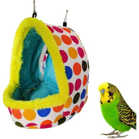 Nichoir et mangeoire, Maison de repos familiale, peluche chaude, jouet hamac pour perroquet, M