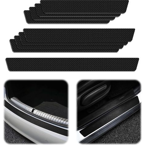CCYKXA 9-Piece Car Door Sill Protector Set, Universal Automotive Carbon Fiber Sill Strips, Anti-Scratch Car Door Sill Protectors, Self-Adhesive Car Sill Protectors, Fits Most Cars (1/5)