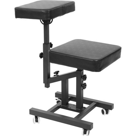 Chaise multifonction réglable en hauteur avec roulettes - Chaise de tatouage et de coiffeur - Tabouret pivotant - Pour la maison, les salons de beauté, les salons de beauté - Noir - 40 x 45 x 98 cm (1/5)