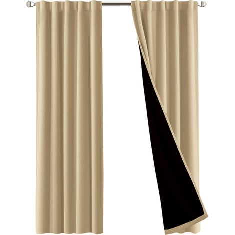 Rideaux beige, rideaux pour protection solaire, rideaux entièrement occultants de couleur unie, deux pièces 5263 pouces isolants (1/5)