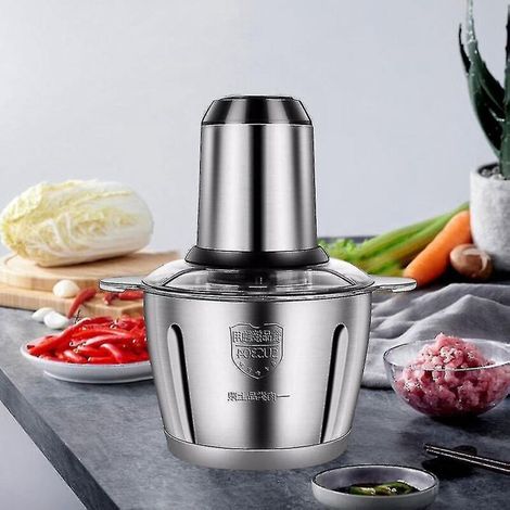 2-Liter-Fleischwolf aus Edelstahl, elektrische Küchenmaschine, Mixer und Pürierstab für Obst und Gemüse. (1/3)