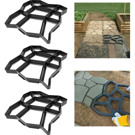 3 moules à béton, pochoirs pour dalles de jardin, chemins et allées, en plastique résistant, réutilisables (1/5)