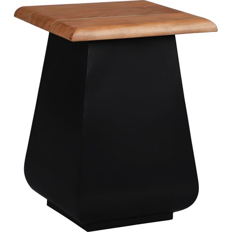 WOMO-DESIGN Mesa Auxiliar de Salón Galway 30x45x30 cm Rectangular Madera de Acacia Negro-Natural Mueble Hecho a Mano Tablero de Flores Mesita de Centro Taburete Metal Decorativo de Hogar (1/5)