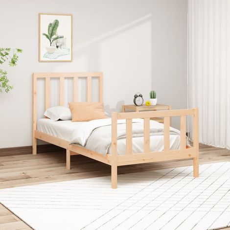 Bed Frame without Mattress 90x200 cm Solid Wood Pine vidaXL (1/5)