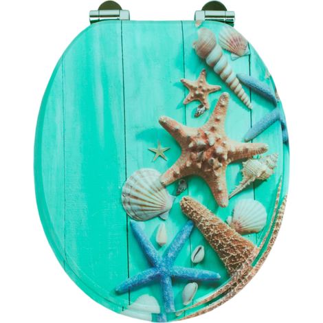 Homseat MDF Toilet Seat with Soft Close function, Turquoise Wood Grain Finish (1/5)