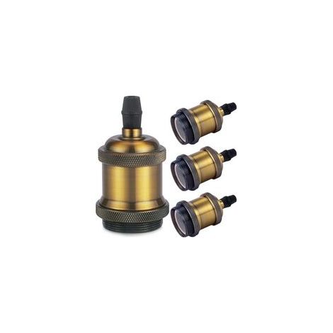 Lot de 4 Douilles E27 Vintage en Céramique et Laiton, Suspension Rétro Style Edison, Adaptateur Solide pour Ampoule (1/4)