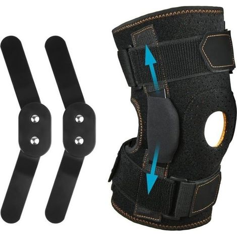 genouillère articulée réglable,Genouillère Rotulienne et Ligamentaire avec Stabilisateurs Latéraux et Coussinets en Caoutchouc,XL (1/4)