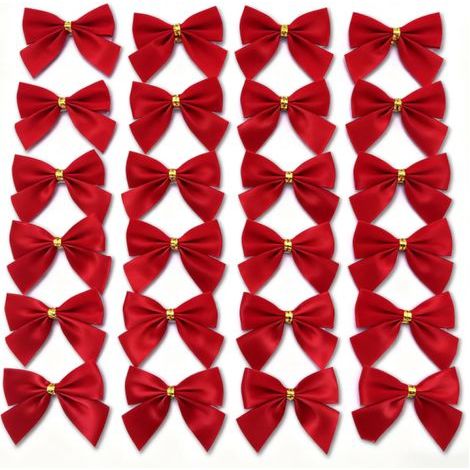 Nœuds en velours rouge – Décoration pour sapin de Noël – Cadeaux de Noël – Arts créatifs - 24 pièces (1/5)