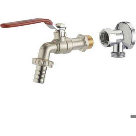 Kit Robinet Extérieur Laiton Nickelé + Applique Murale Ecrou Tournant Chromé NOYON & THIEBAULT (1/2)