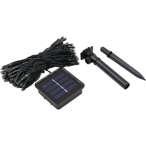 Guirlande lumineuse décorative solaire blanche 100 LED 12 m IP44 (1/4)