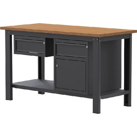 Banco lavoro SOGI X3N107L - 1.5 m - piano in legno - 1 cassetto + armadio con anta e cassetto (1/5)