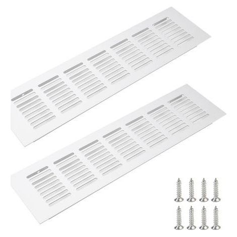 2 quadratische Lüftungsgitter aus Aluminiumlegierung. Rechteckige Lüftungsgitterabdeckung. Für Wände, Decken und Klimaschränke – 80 x 250 mm (L x B)